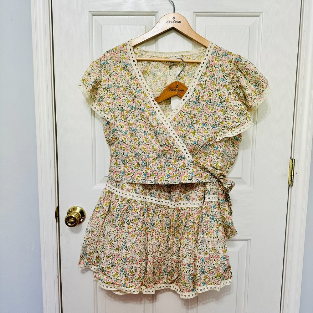 JENNIFER & GRACE BOHO FLORAL EYELET BLOUSE AND SKIRT SET